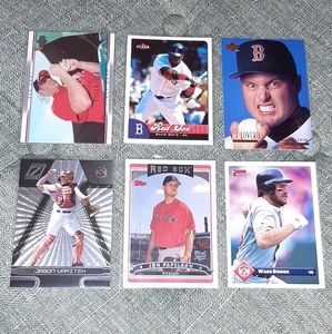 Lot of 6 Boston Red Sox baseball cards.
